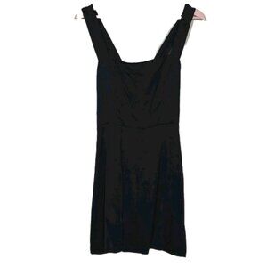 Sunday Best Satin Dress Womens XS Black Square Neck Thick Straps Smocked Aritzia
